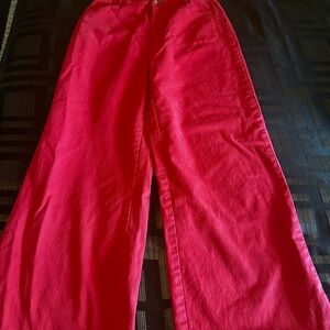 Bright Red Wide-Leg Pants